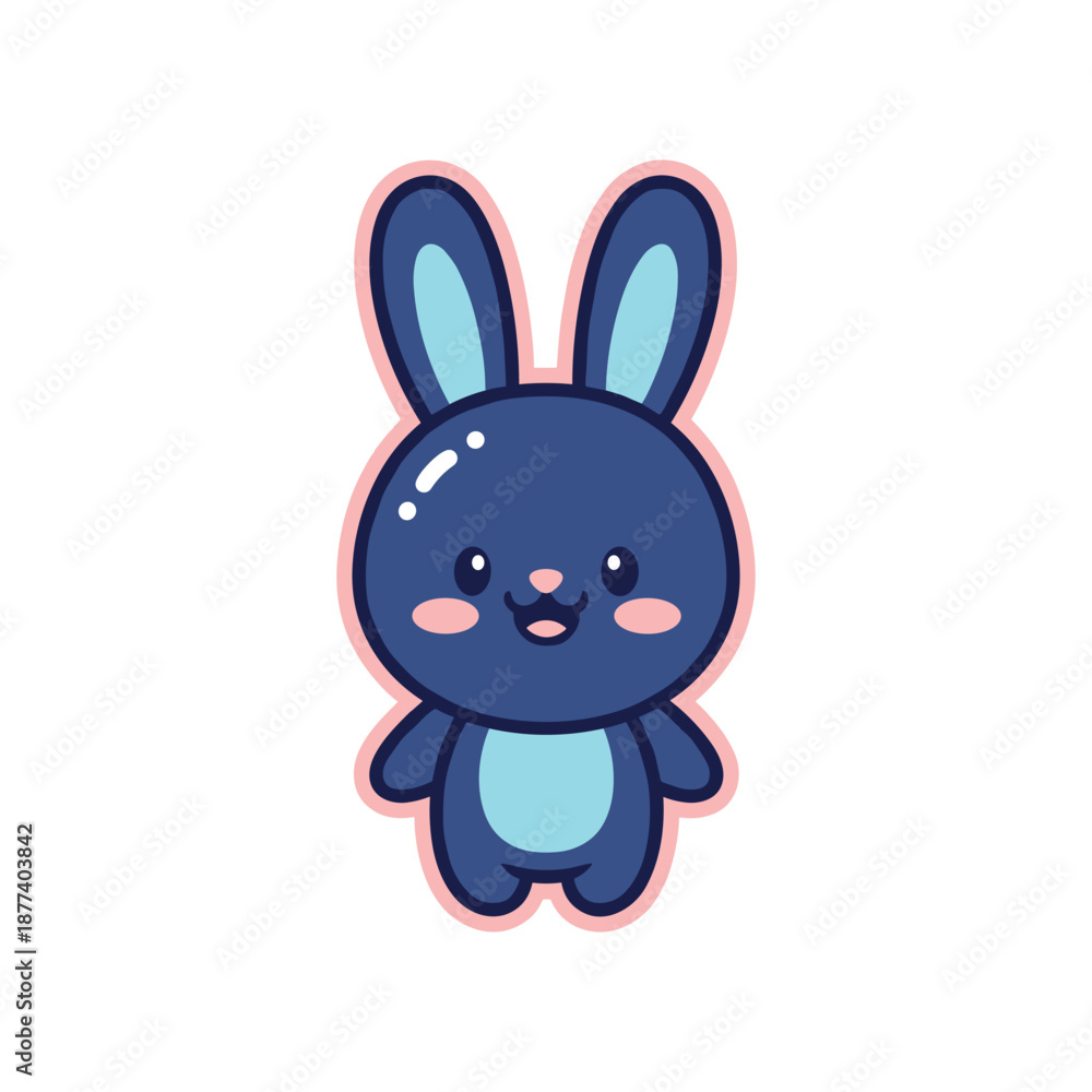 Obraz premium Cute Blue Bunny Vector Illustration