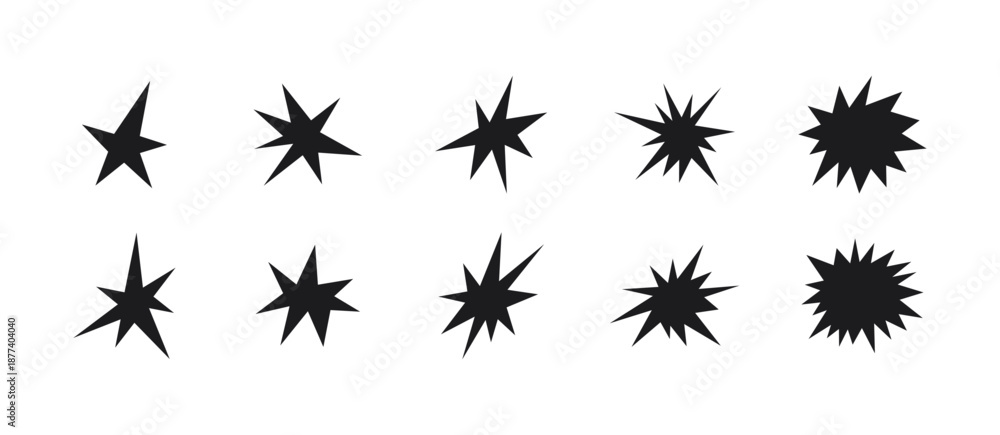 Foto Irregular star shape icons set