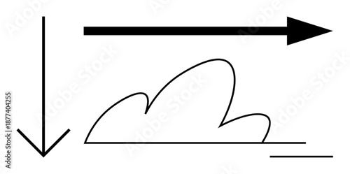 Weather patterns, air circulation, meteorology concepts, climate change, abstract art, environmental science. Arrows and cloud lines air movement. Weather patterns and air circulation concepts