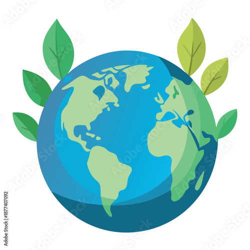 Earth globe with leaves symbolizing environmental conservation
