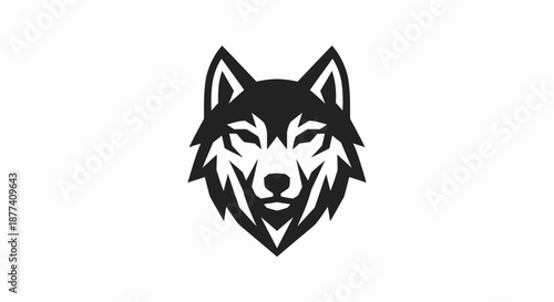 Stunning black wolf head logo with sharp lines on white background