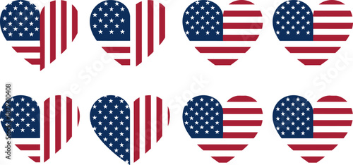 Patriotic american flag heart shapes celebrating national pride and unity