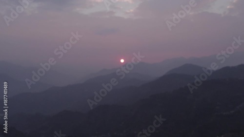 Sunset in the mountains, Rudraprayag, Uttarakhand, India