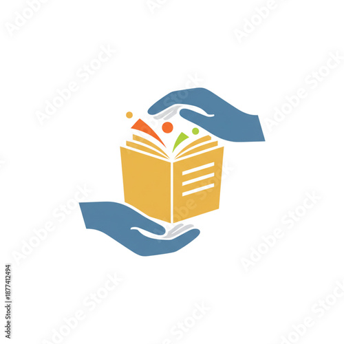 Hands Holding Book Vector Illustration