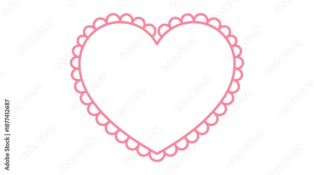 Fototapeta premium Delicate pink lace-style heart outline vector for romantic designs, Valentine's Day, weddings, invitations and love-themed graphics.