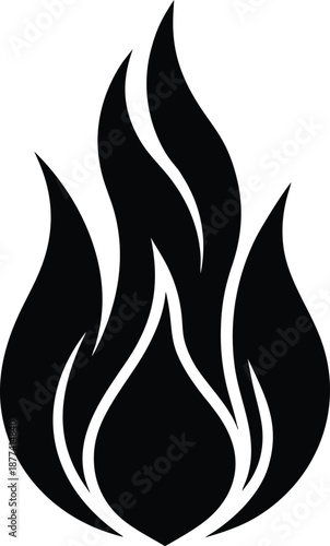 Minimalist black flame silhouette vector graphic fire 1