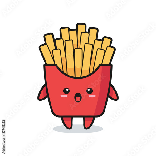 Cute Cartoon French Fries Character Illustration