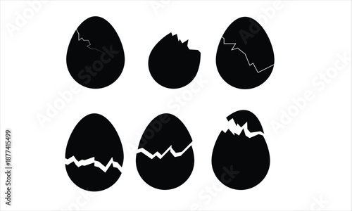 Easter eggs icon vector from Easter day. Black solid eggs vector isolated on transparent background. Broken eggs icon set. Cracked eggs symbols. Easter egg icon vector set with stroke.