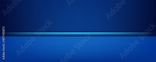 Studio background dark blue gradient neon light glowing bright floor and wall, empty room interior for display product in night tone and shiny surface for car, motorcycle, modern technology.