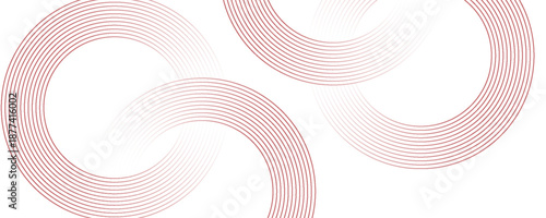 Abstract white background with red circle lines. Digital future technology concept.
