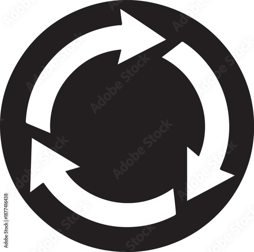 Roundabout Silhouette Icon, Circular Traffic Road Design Isolated on White