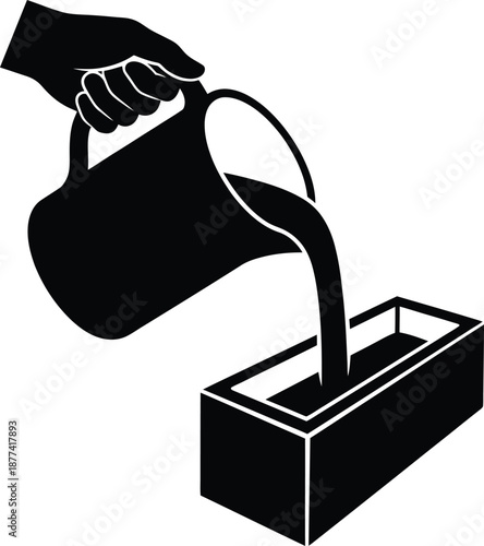 Hand pouring liquid into container