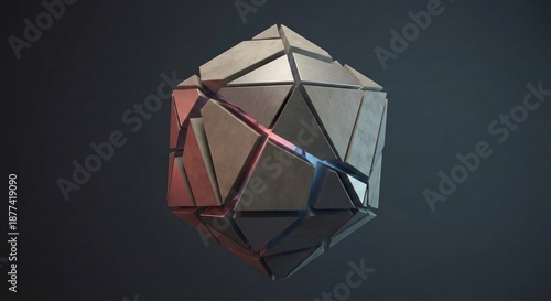 Abstract Fragmented Geometric Stone Sphere, Glowing Light Shards, Global Geopolitical Division Power, Broken Concrete World Core, International Relations Conflict, Tectonic National Security Backgroun