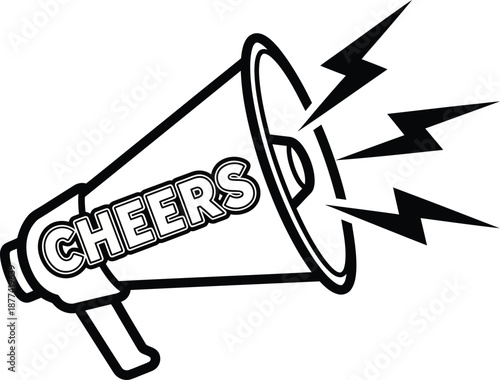 Cheers Megaphone Icon Black and White