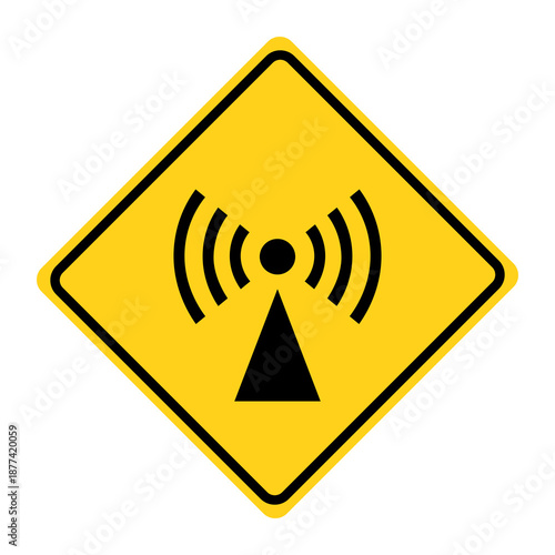 High frequency electromagnetic field warning sign. Flat vector illustration design