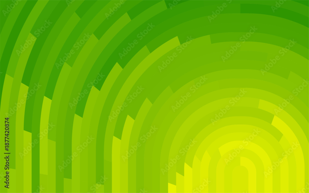 Fototapeta premium Radiant green and yellow concentric arcs background. Mosaic circular pattern for graphic design. 