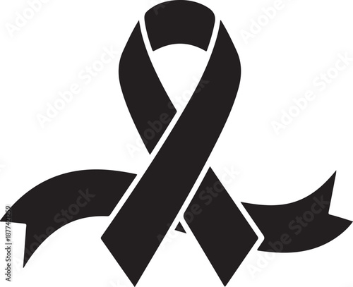 Black ribbon symbolizing mourning and awareness