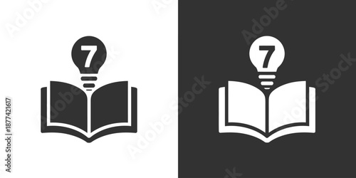 Open Book with Light Bulb Icon Symbolizing Knowledge and Learning