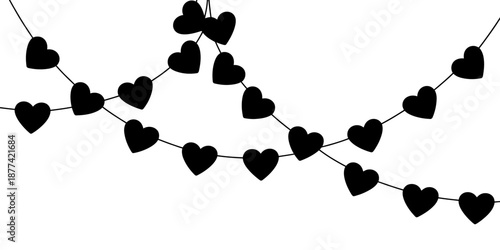 Black Heart Garland Decoration for Valentines Day Celebration