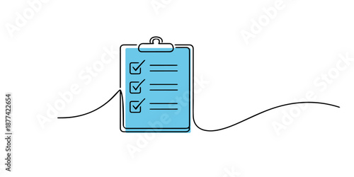Hand drawn illustration of a checklist clipboard representing planning, organization, task management, and goal achievement in business and work processes.