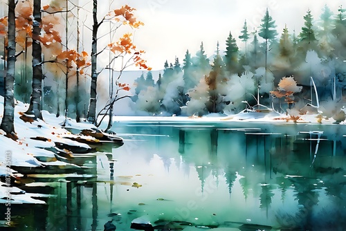 Wallpaper Mural winter landscape in the forest Torontodigital.ca