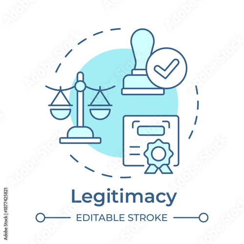 Legitimacy soft blue concept icon. Legal compliance. Verification document, governance regulation. Round shape line illustration. Abstract idea. Graphic design. Easy to use in booklet, article