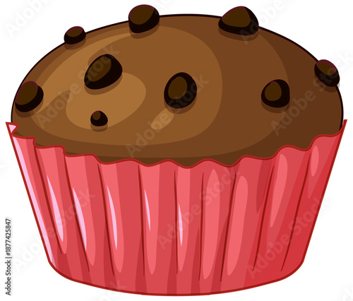 Chocolate Chip Muffin in a Pink Paper Cupcake Liner