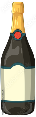 Vector Illustration of a Sealed Champagne Bottle with Blank Label