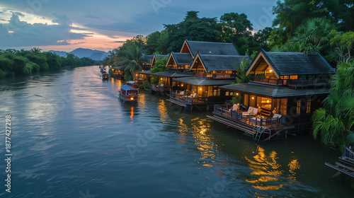 Resort in the river at Kanchanaburi, Thailand 