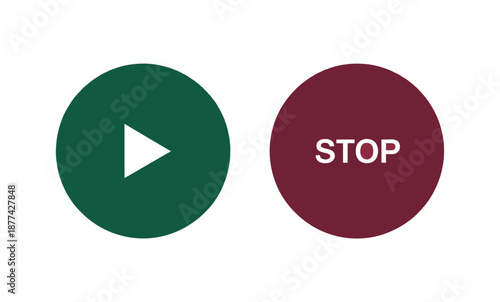 A play button and a stop button on a white background