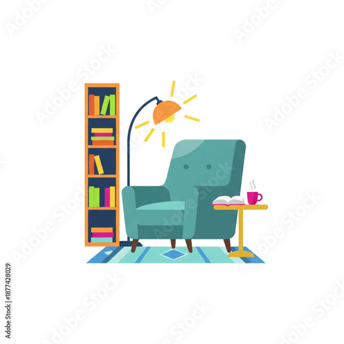Cozy Reading Nook Vector Illustration