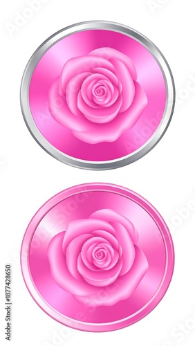 A digital illustration of two pink rose icons
