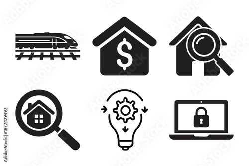 Real Estate Finance Security Investment Icon Set