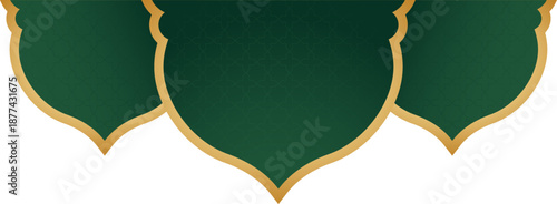 Green and gold triple mosque dome hanging decor element for islamic festival design