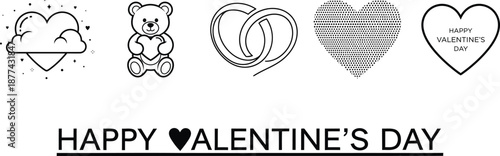 Valentine's day greeting with heartfelt symbols and teddy bear