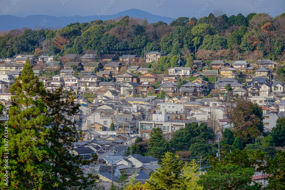Fototapeta premium Stunning aerial view of downtown Kyoto, Japan
