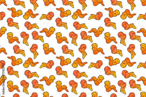 Fried chicken seamless pattern background. Fried chicken wings pattern. Cartoon fried chicken pattern background. Fast food pattern background.