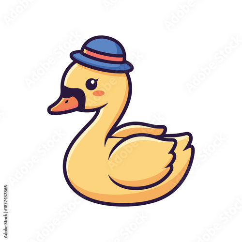 Adorable Cartoon Duck Wearing a Hat Illustration
