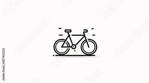 A simple, black-outlined bike illustration with motion lines, set against a clean white background