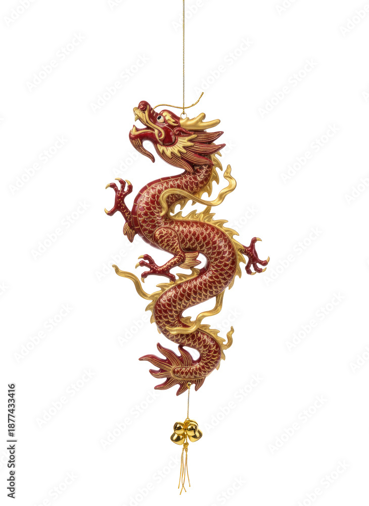Obraz premium Elegant Red And Gold Dragon Ornament Hanging Decoration For Lunar New Year And Good Luck