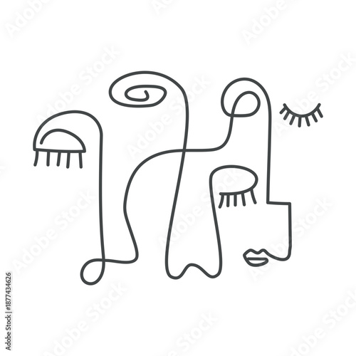 Abstract Line Art Faces