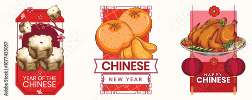 Chinese New Year set Chinese food product label