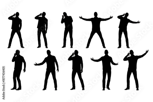 vector silhouettes of singing people