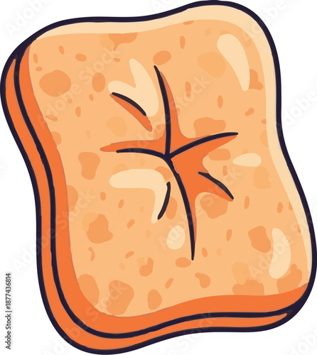 A cartoon-style illustration of a slice of toast with a cut-out star shape in the center
