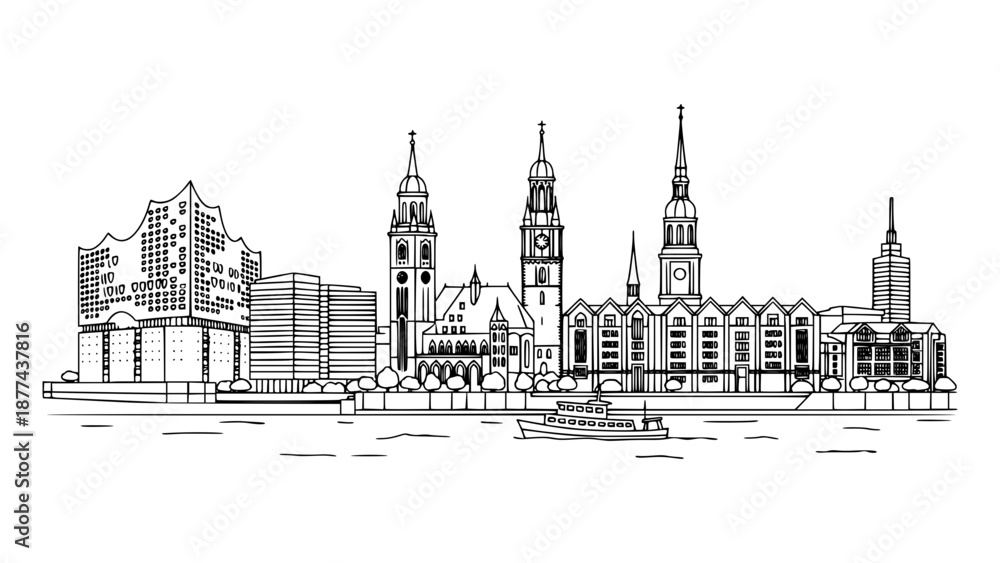Fototapeta premium Hamburg City, German Vector
