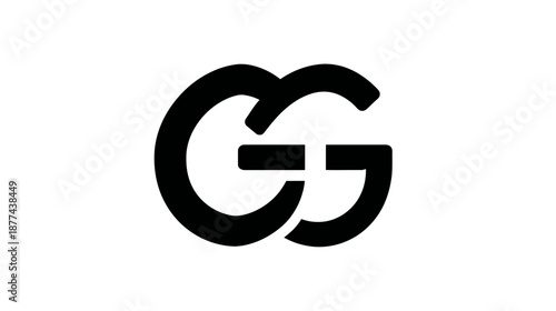 A bold, intertwined design featuring two mirrored letter forms against a white background