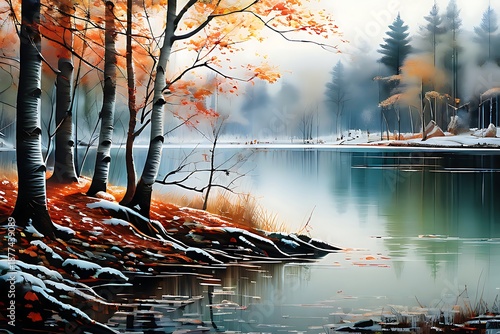 Wallpaper Mural winter landscape in the forest Torontodigital.ca