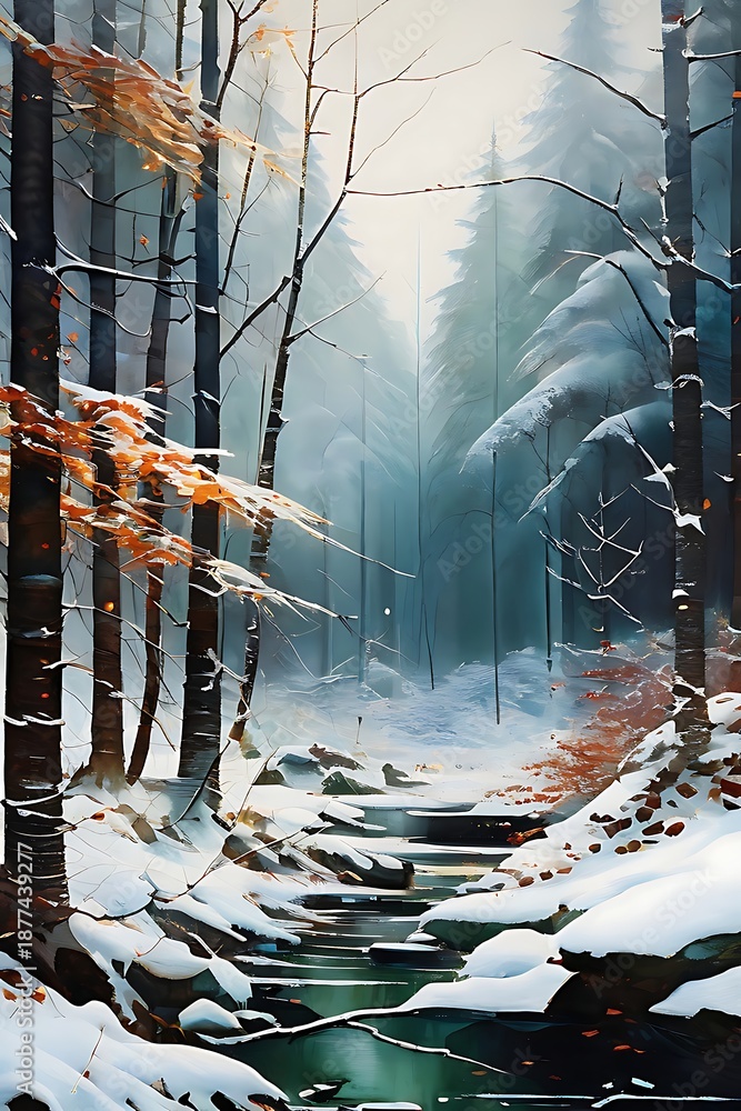 custom made wallpaper toronto digitalwinter landscape in the forest