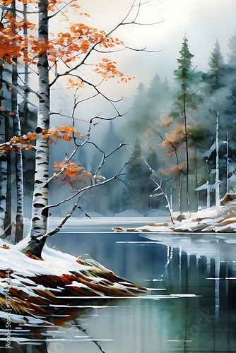 Wallpaper Mural winter landscape in the forest Torontodigital.ca