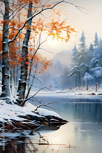 Wallpaper Mural winter landscape in the forest Torontodigital.ca